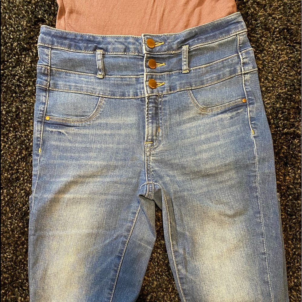 Denim jeans.